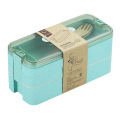 school wheat straw three layer lunch box set